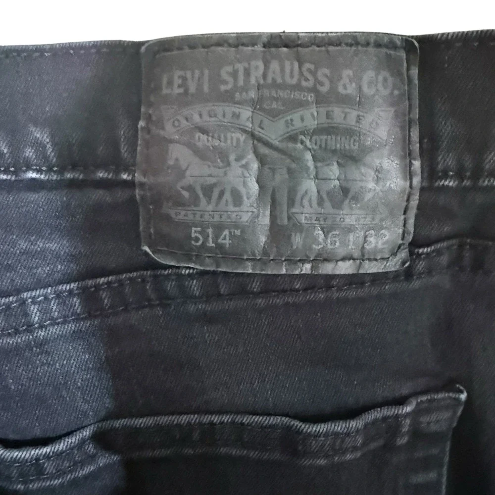LEVIS 514 Straight Leg Jeans Mens 36x32 Black Dark Wash Denim